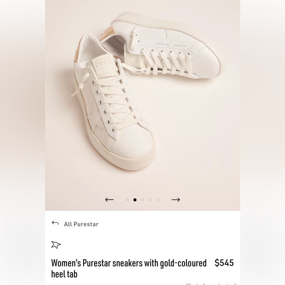 Authentic Golden Goose Pure Star sneakers, white and gold